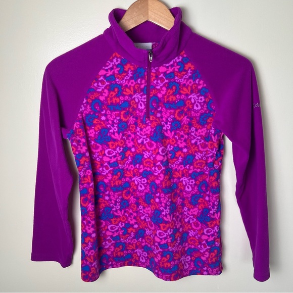 Columbia Other - Columbia Girls Glacial Fleece 1/4 Zip Long Sleeve Pullover Pink Purple 14/16